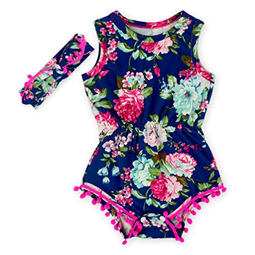 D.LIN Baby Girl's Pompom Jumpsuit Summer Clothing