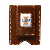 Illinois Fighting Illini Brown Leather Money Clip & Card Case