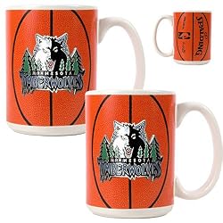 Minnesota Timberwolves NBA 2pc Ceramic Gameball Mug Set - Primary Logo by Great American Products