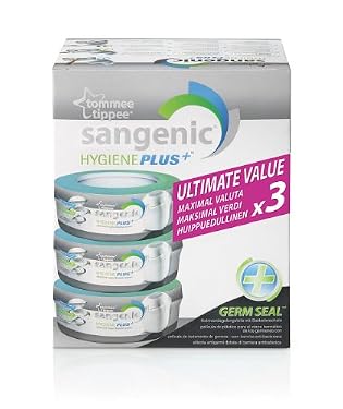 Tommee Tippee Sangenic Hygiene Plus Advanced Nappy Disposal System Refill Cassette - 3pk