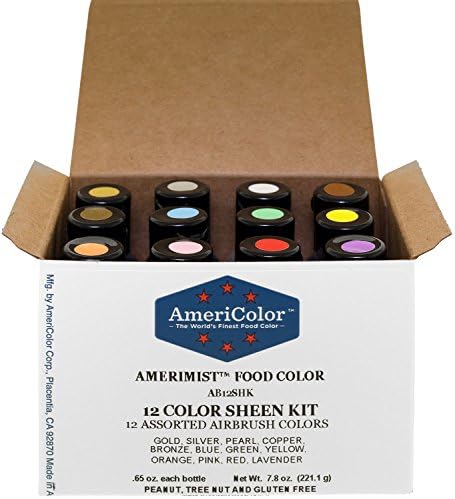Americolor 12 Color SHEEN - PEARLESCENT Airbrush Color Kit 7.8 oz. Ounce (0.65 Oz each bottle) by Americolor