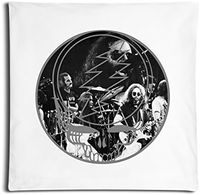IGOG Grateful Dead Skull &amp; Roses 50th Square Personality Customization Throw Pillow Pillowcase With Invisible Zipper Closure (White 18*18 Inch)