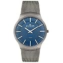 Skagen Men's Titanium Collection Gray Mesh Stainless Steel Blue Dial Watch #694XLTTN