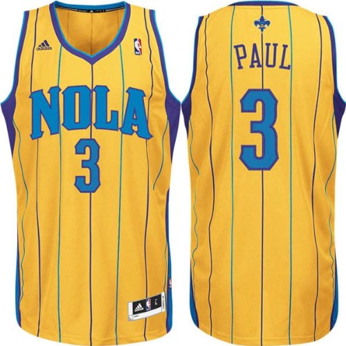 Youth Chris Paul #3 New Orleans Hornets NBA Swingman Basketball Jersey by Adidas (Gold-Teal)(Size=LARGE)