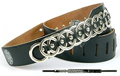 Black 'Biker Series' Faux Leather Guitar Strap for Electric/Acoustic/Bass Guitar