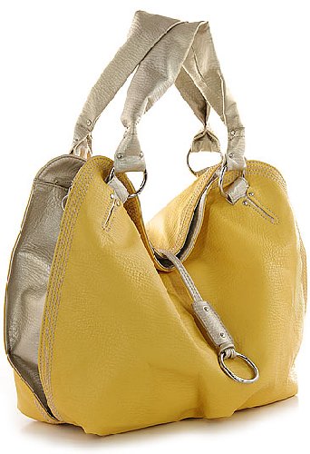 Yellow Oversized Hobo Purses with Champagne Trim