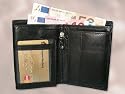 Geldbörse Portemonnaie Geldbeutel echt Leder schwarz Hochformat Neu