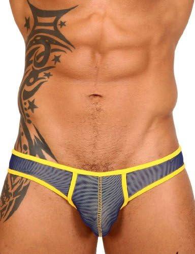 Pistol Pete PP-UB224-665-Prism-Sheer 2 Layer Mesh Sport Briefs-Navy-Yellow-Extra Large