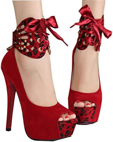 Cuiwei Women Butterfly High Heel Sandals Red 8