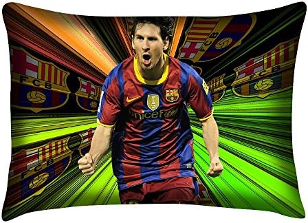 Futbol Club FC Barcelona Lionel Messi Logo Two Sides Printed 20 x 30 Inch Pillowcase (Satin,Queen,Zippered)