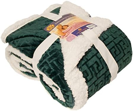 Super Cuddly Sherpa Borrego Blanket Throw Queen or Full Size Bed - Dark Dreen