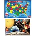 Melissa & Doug Floor Puzzle 2-Item Bundle: Solar System & USA Map