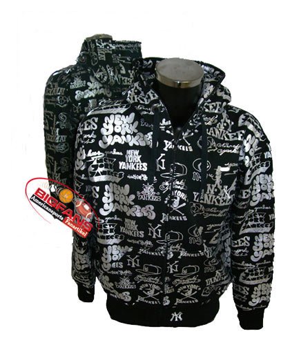 Kapuzen Zip-Weste New York Yankees schwarz/silber