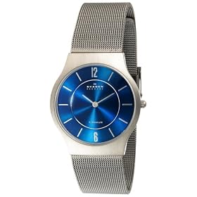 Skagen Men's Blue Face Titanium Mesh Bracelet Watch #233LTTN