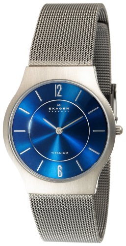 Skagen Men's Blue Face Titanium Mesh Bracelet Watch #233LTTN