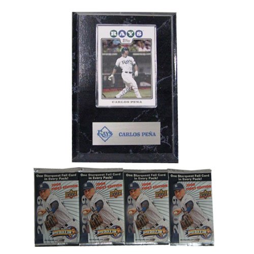 MLB Card Plaques - Tampa Bay Rays-Carlos Pena with FREE 4 Packs of MLB Trading Cards