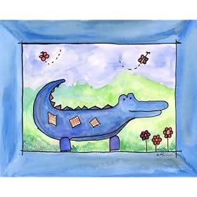 In A while Crocodile By S. Bowman 8 X 10 CANVAS GICLEE Swamp Things Series by Boys Bedding