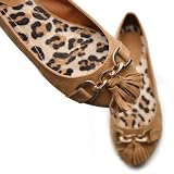 Ollio Women's Faux Suede Ballet Flats Loafer Tassel Accent Multi-Color Shoes