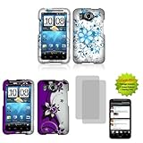 Blue Flower Butterfly 2D White + Purple/ Silver Vines txt Hard Cover Case + ....