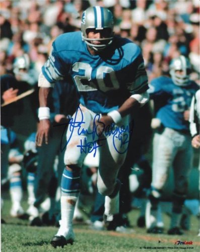 Lem Barney Autographed/Hand Signed Detroit Lions 8x10 Photo with HOF 92 Inscription (Pose 2)