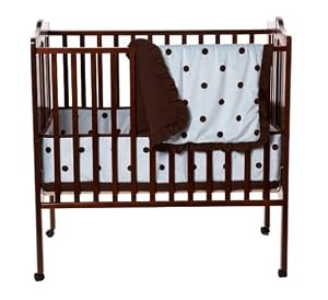 American Baby Company 3-Piece Portable/Mini Crib Set with Large Espresso Dot, Blue