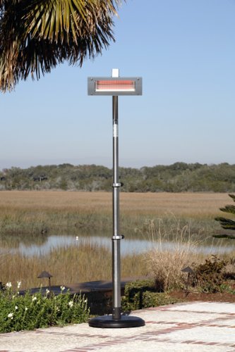 Stainless Steel Telescoping Offset Pole Mounted Infrared Patio Heater w/ Glass Front