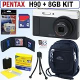 Pentax Optio H90 12.1 MP Digital Camera (Matte Black) + 8GB Accessory Kit