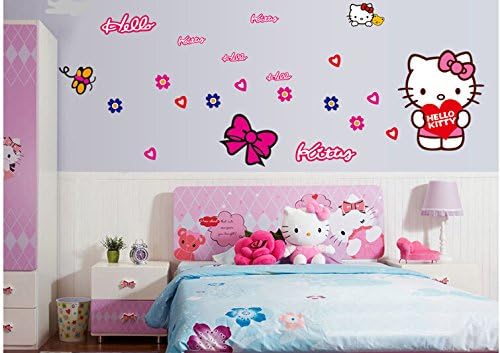 Decal Art DIY Hello Kitty Home Wall Decor Removable Vinyl Wall Sticker Mural Decal Art Baby Nursery and Kids and Children's Room