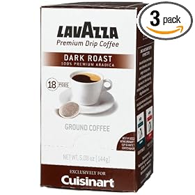 Lavazza Premium Coffees Individually Packed Dark Roast Ground Coffee Pods, 18-Count Boxes (Pack of 3)