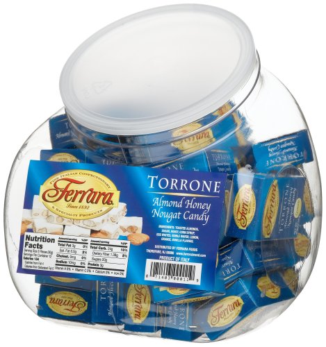 Ferrara Torrone, Almond Honey Nougat Candy, 36-Count Plastic Canisters (Pack of 2) by Ferrara