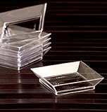 Tasting Appetizer Combo Set / 40 Mini Petite Square Clear Plastic Plates & 50 Silver Tasting Forks (90pc Set)