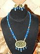 Christmas Gift 22k Gold Plated Sapphire Bead Indian Style Ethnic Jewelry Set 3pc Free Shipping