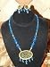 Christmas Gift - Gold Plated Sapphire Bead Indian Style Ethnic Traditional Necklace Jewelry Set 3pc