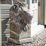 Large Garden Statues - Pair of African Lions Stone Sculptures