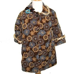 Corky And Company Girls Winter Coat Turquoise and Brown Lace and Flowers Sweet Pea