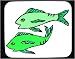 Decorated Mouse Pad with green, swimming, water, fish, pair