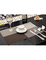 Home: Black Menba 4 PCS PVC Waterproof thermal insulation Quadrant Placemats for Kitchen Dining Table (brown) - BM-cd-1