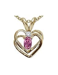 Tommaso Design (tm) Genuine Pink Tourmaline and Diamond Heart Pendant