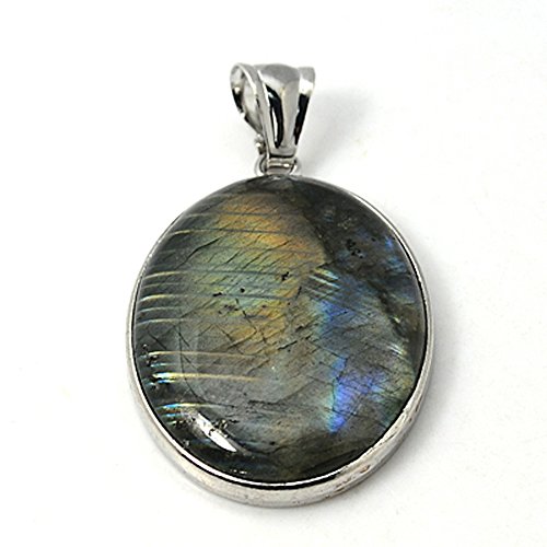 PEPPERLONELY Natural Oval Labradorite Pendant