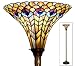 Tiffany-style Peacock Torchiere, Yellow/Blue