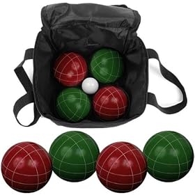 Click here to buy 9 Piece Bocce Ball Set With Easy Carry Nylon Bag.