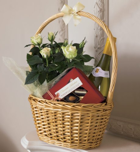 Rose And White Wine Basket