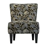 Handy Living 340C-PTL52-035 Halsted Armless Transitional Accent Chair, Brown And Blue Turning Leaves Design