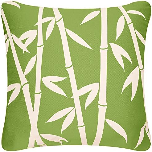 Wabisabi Green Bamboo Forest Decorative Modern Organic Cotton Square Throw Pillow Cover, 18 by 18-Inch, Apple Green