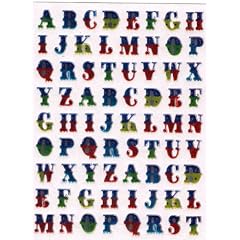 Alphabet - 5 Blatt von metallischem Aufkleber