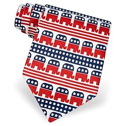 Men's Republican Stripe Polyester Tie by Parquet Novelties in White