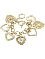 Geneva Platinum Womens Heart Charms Toggle Watch