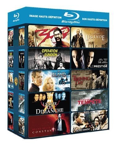Coffret action : 300 - Je suis une l�gende - Op�ration espadon - Le Prestige - The Island - Training day - L_enfer du dimanche - En pleine temp�te - Constantine - Blood Diamond [Blu-ray]