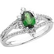 14K White Gold Tsavorite and Diamond Ring