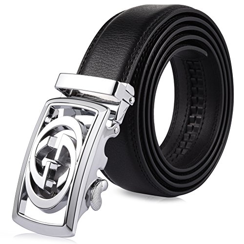 Vbiger Men's Leather Belt Business Belt Letter Style 1.38'' wide